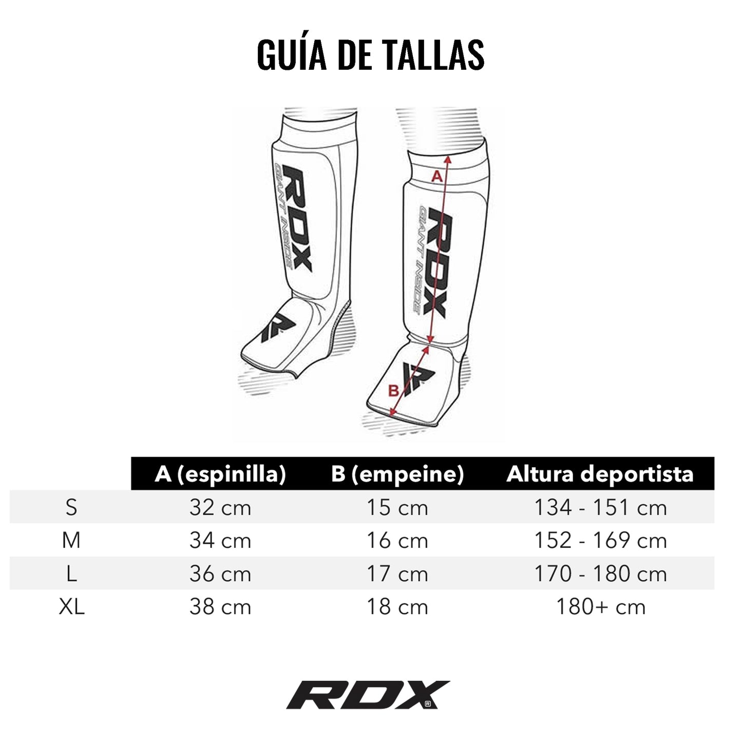 Espinilleras de malla con empeine RDX SIB negro (K2)