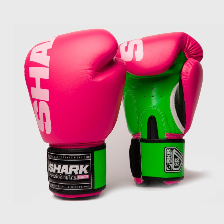 Guantes de boxeo Shark Polaris Rosa Fluo y Verde Fluo