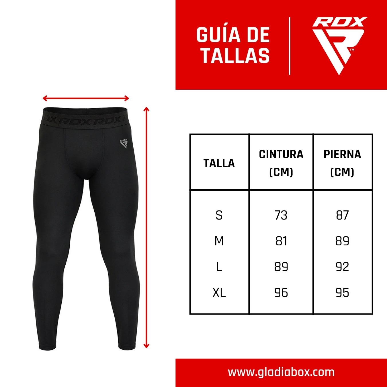 Pantalón largo de compresión para hombre RDX T15 Negro