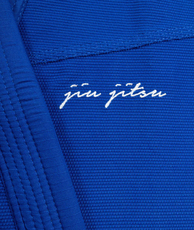 Kimono de BJJ Tatami Superlite azul con cinturón blanco