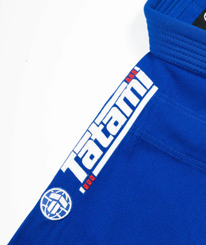 Kimono de BJJ Tatami Superlite azul con cinturón blanco